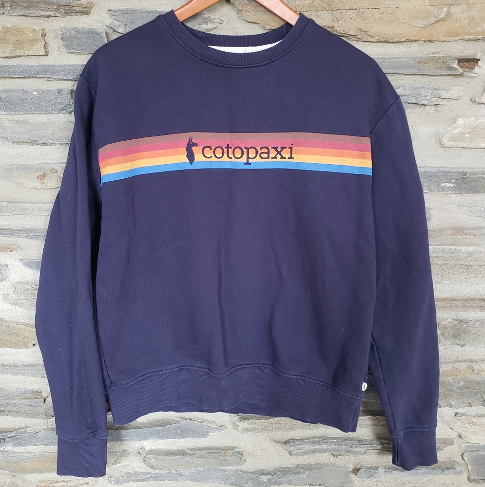 cotopaxi Navy Sweatshirt with Rainbow Stripe